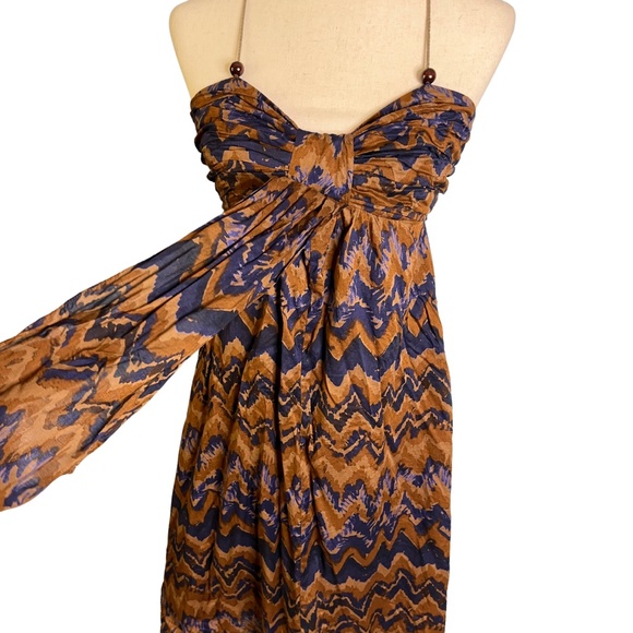 Banana Republic 2000's Midi Dress Brown Sleeveless Boho Flowy Size 4 - Picture 3 of 10